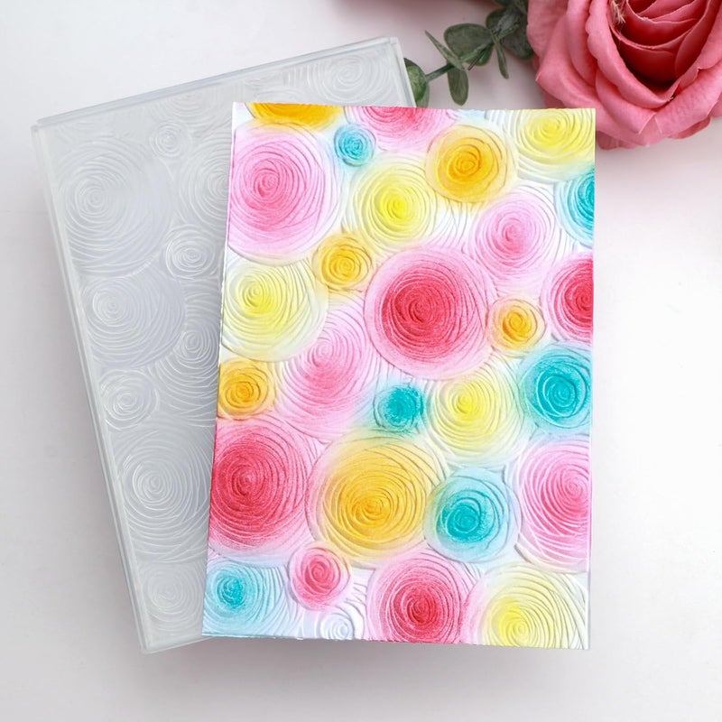 BAOFALI 3D Embossing Folder for Card Making,Beautiful Flower Spiral Pattern Plastic Texture Fades Embossing Folder Template for Scrapbooking Cardstock Album DIY Decoration Paper Crafting 6.3x4.5inch - Image 1